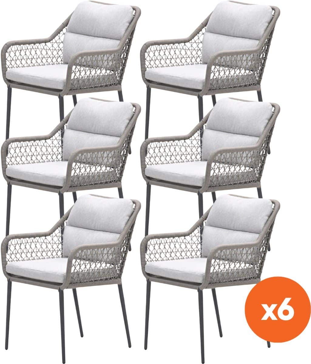 set van 6 gi toledo dining tuinstoelen taupe/zand