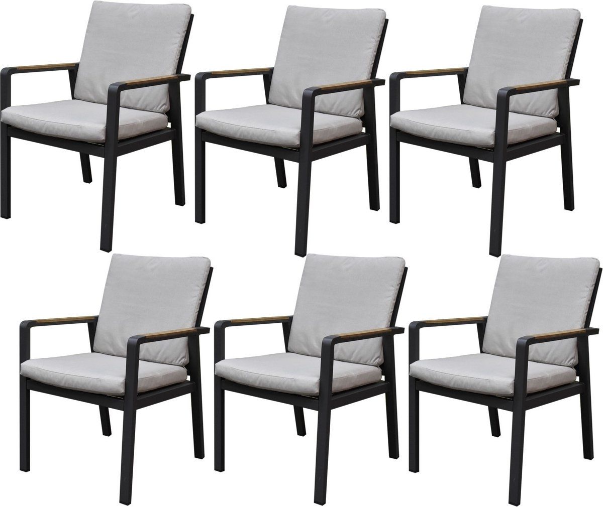 set van 6 lola dining tuinstoelen aluminium antraciet