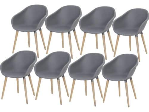 Set van 8 Swan dining kuipstoel grijs kunststof