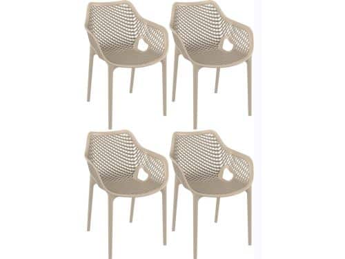 Siesta Exclusive Air XL design tuinstoel taupe 4 stuks