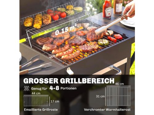 SmokeMaster XL Houtskool BBQ Smoker Grillwagen met Deksel