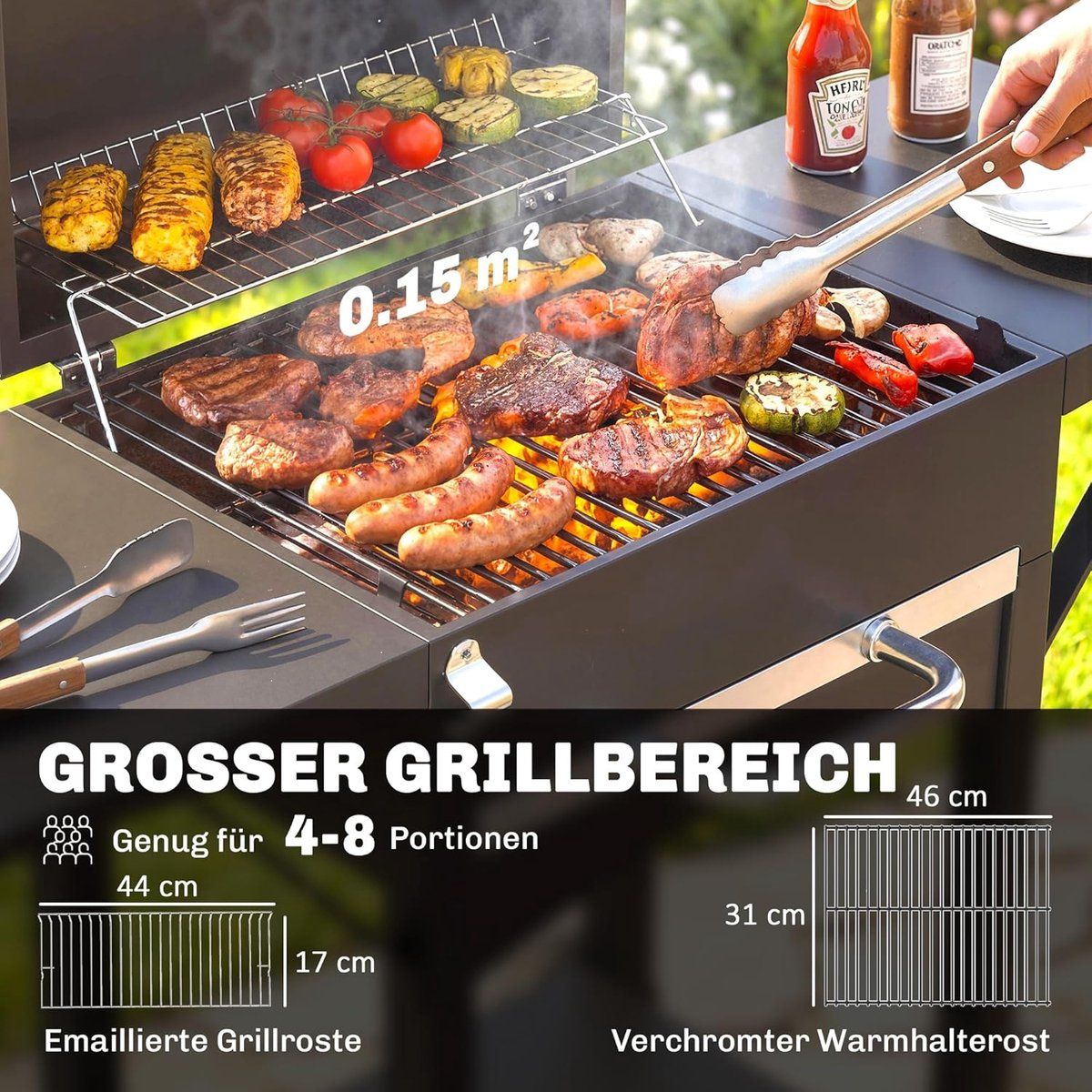 smokemaster xl houtskool bbq smoker grillwagen met deksel