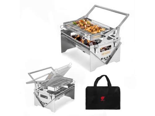 SnelShoppen - 360° Draaibare Houtskool Barbecuegrill - Roestvrijstalen Omkeerbare Grill