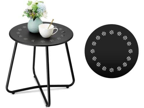 SnelShoppen - Bijzettafel voor Buiten, Balkon Tafel Klein met Bloemenuitsparingen