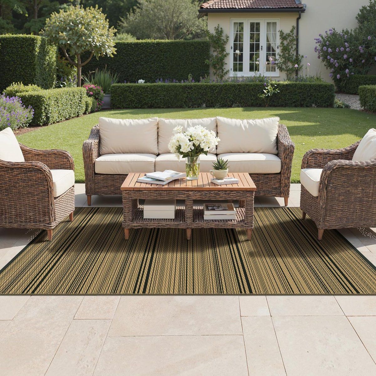 snelshoppen genimo buitenkleed 180×270 cm, waterdicht reversible tuinmat