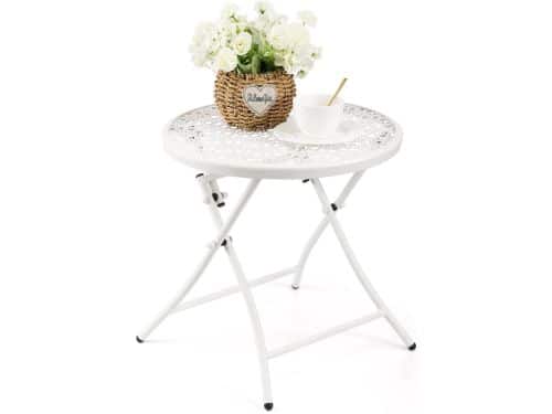 SnelShoppen - Opvouwbare Bijzettafel voor Buiten, Kleine Ronde Tuintafel van