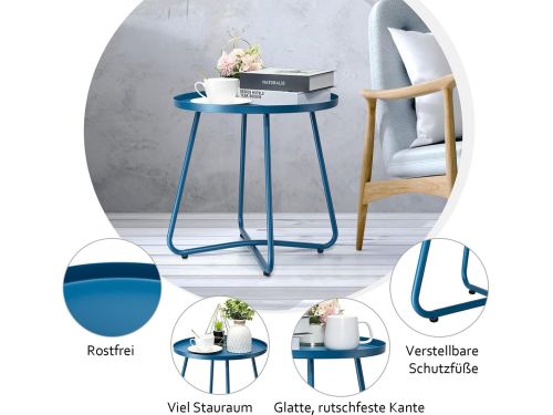 SnelShoppen - Weerbestendige stalen outdoor bijzettafel - Ronde metalen bijzettafel