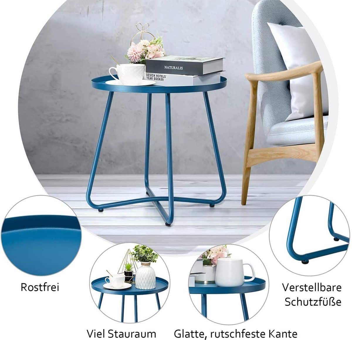 snelshoppen weerbestendige stalen outdoor bijzettafel ronde metalen bijzettafel