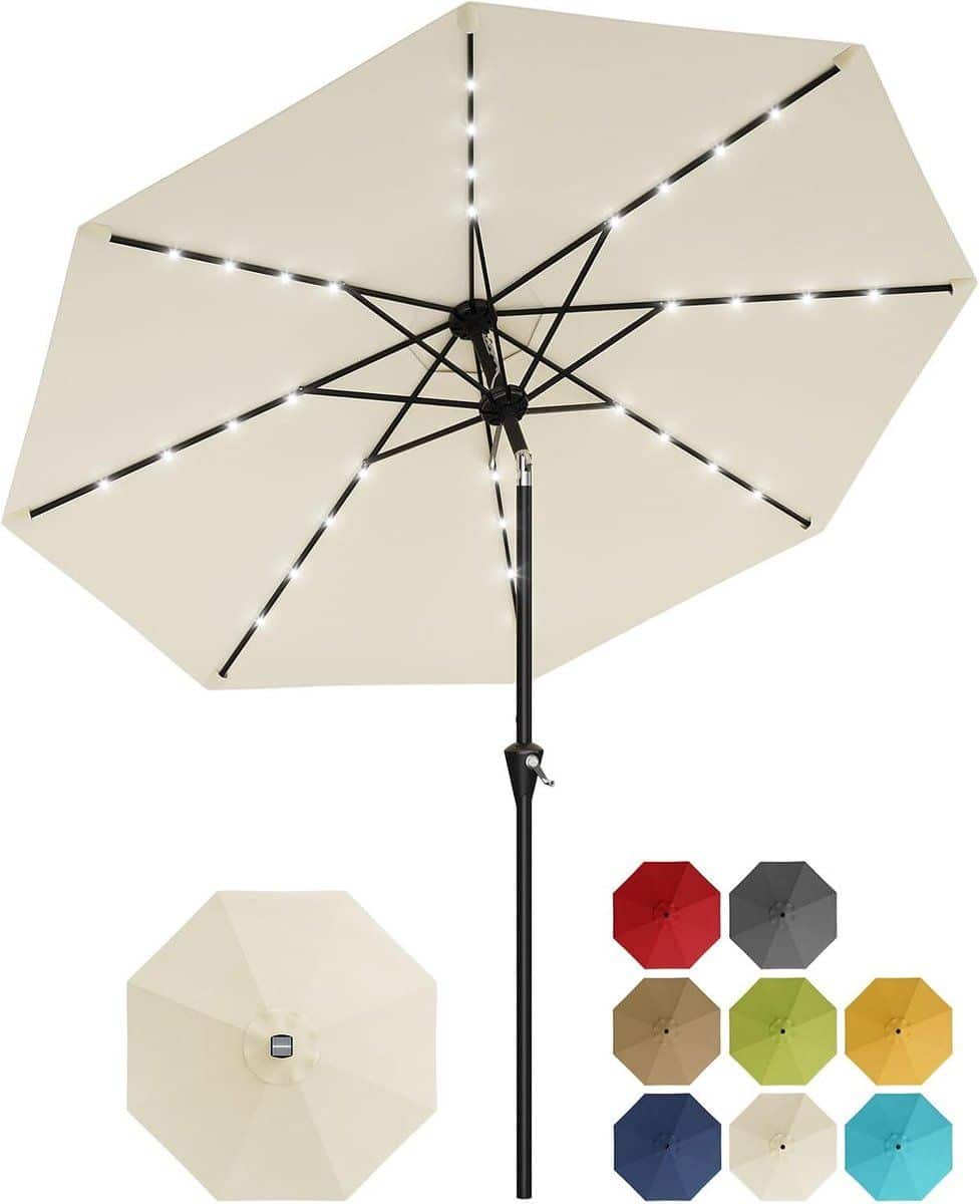 solar parasol met 32 led lampjes Ø 270 cm