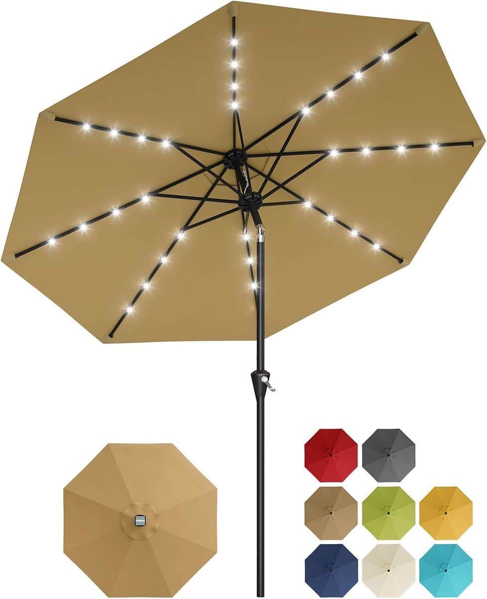 solar parasol met 32 led lampjes Ø 270 cm