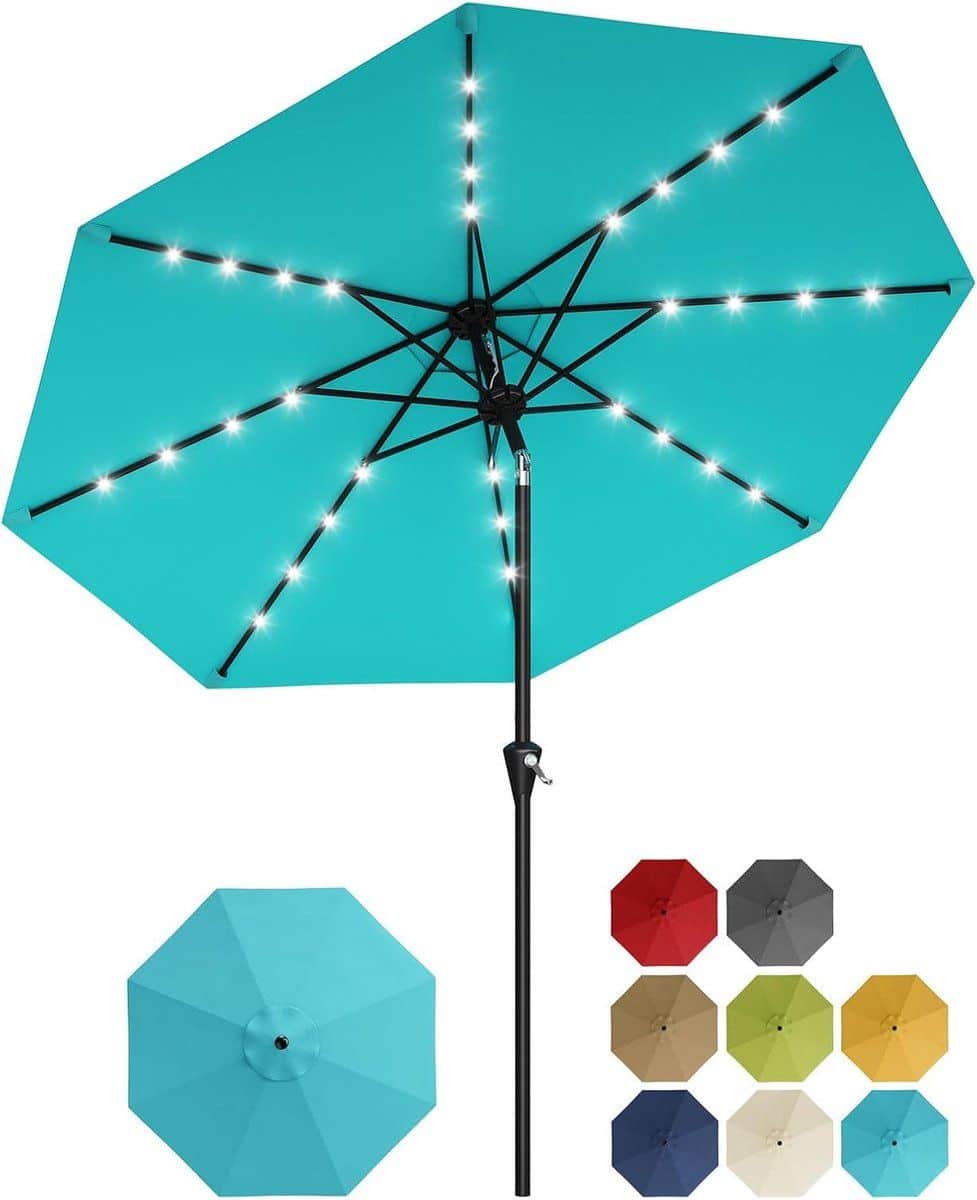 solar parasol met 32 led lampjes Ø 270 cm