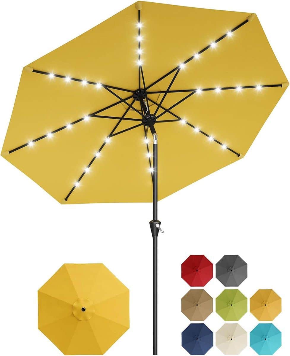solar parasol met 32 led lampjes Ø 300 cm
