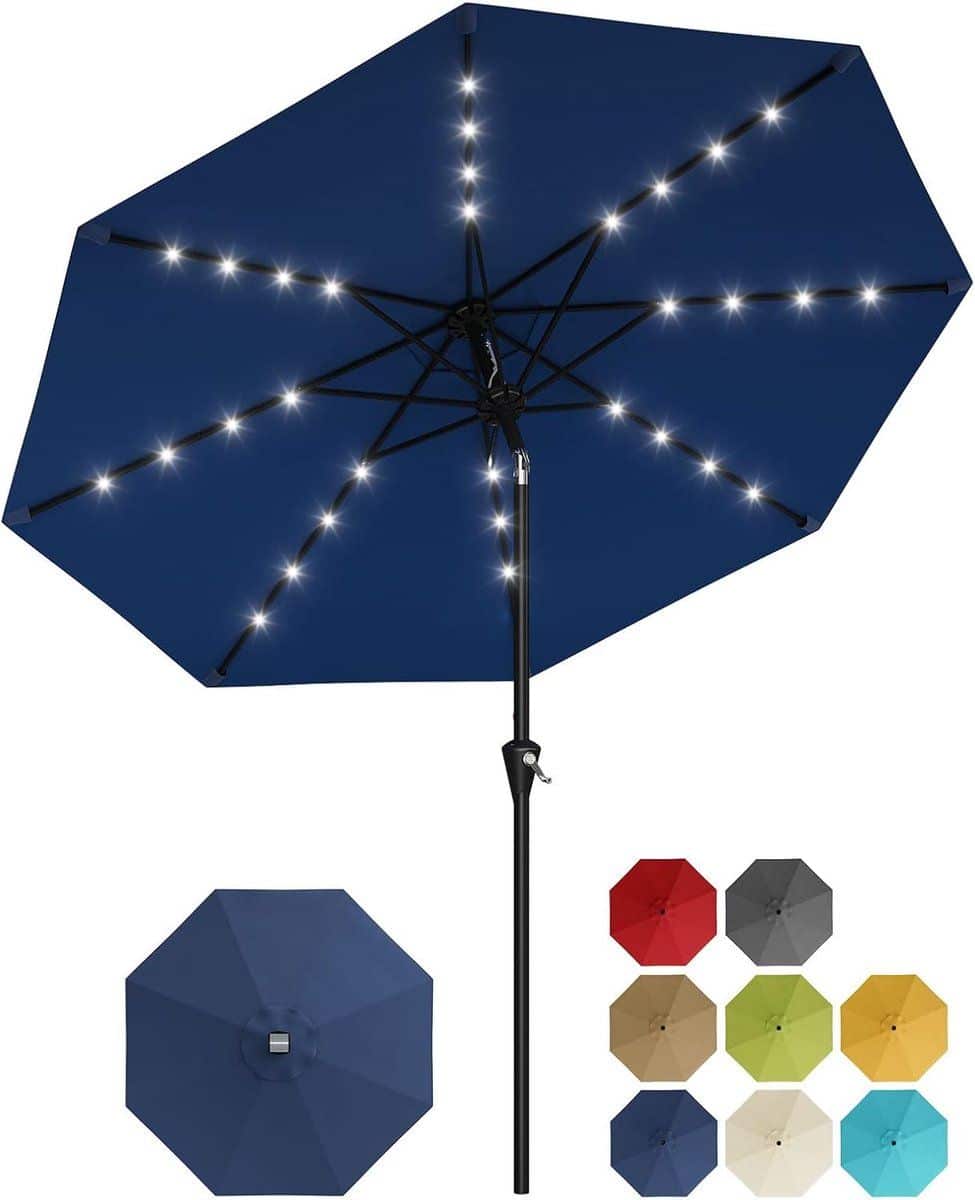 solar parasol met 32 led lampjes Ø 300 cm
