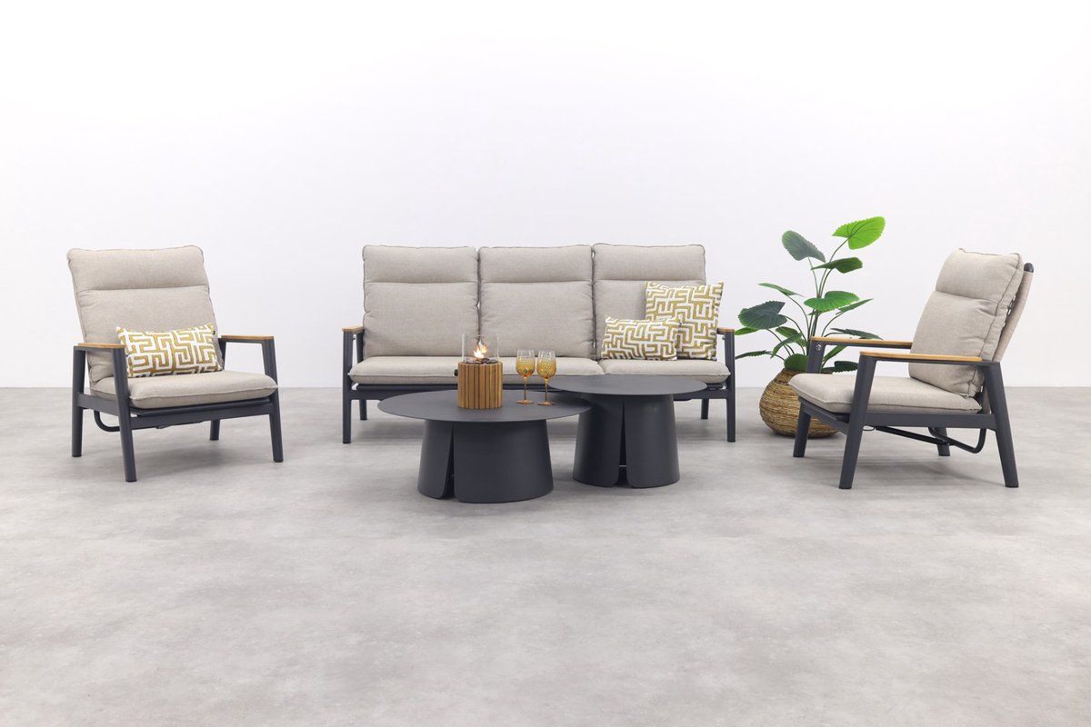 solaro/velora verstelbare (5 persoons) stoel bank loungeset zand / royal grey