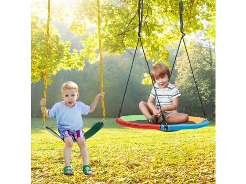 Solidchoice - Dailygoods 2-delige hangstoel- en schotelboomschommelset met verstelbaar hangtouw
