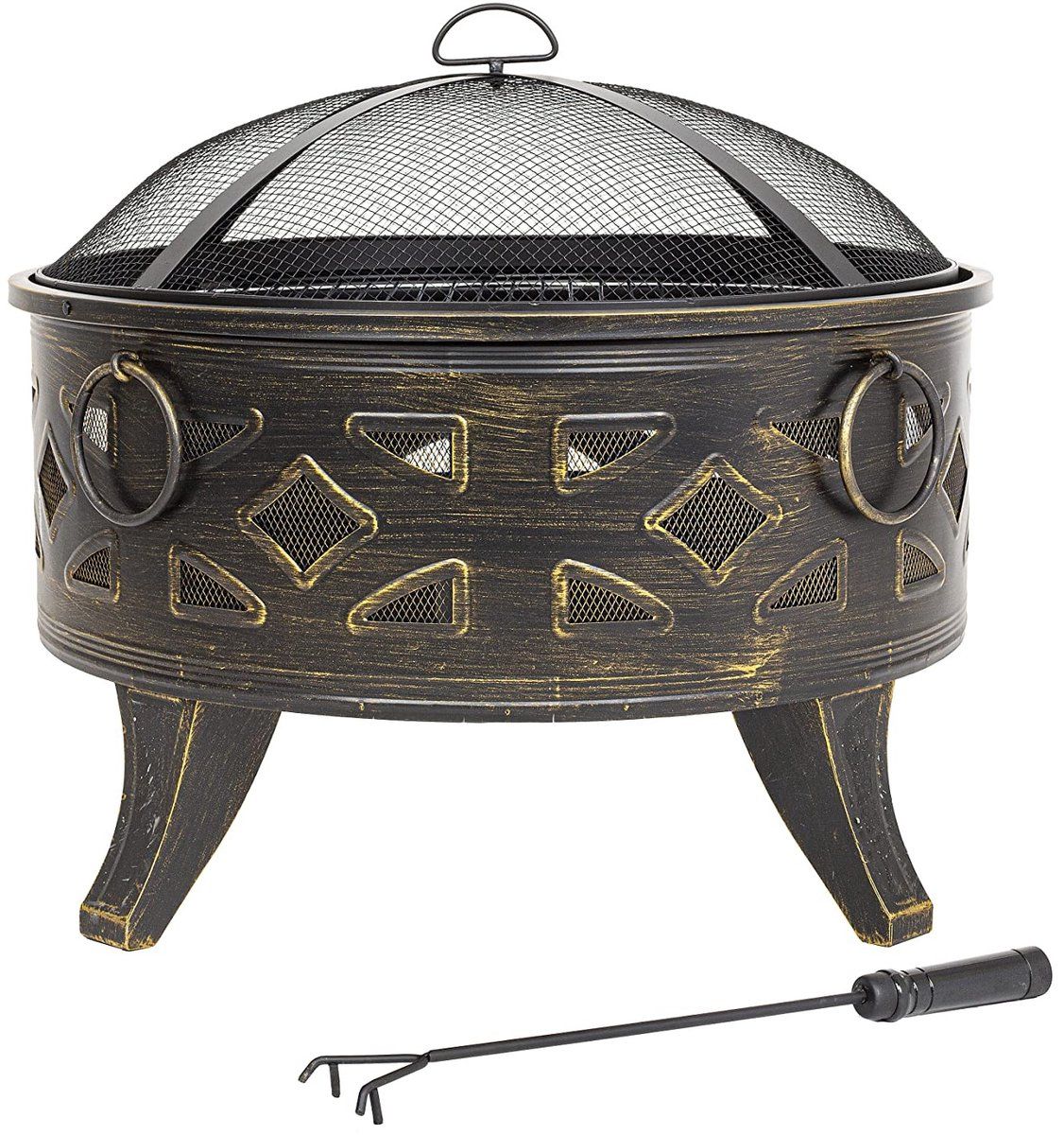solidchoice diepe stalen firepit met bbq functie