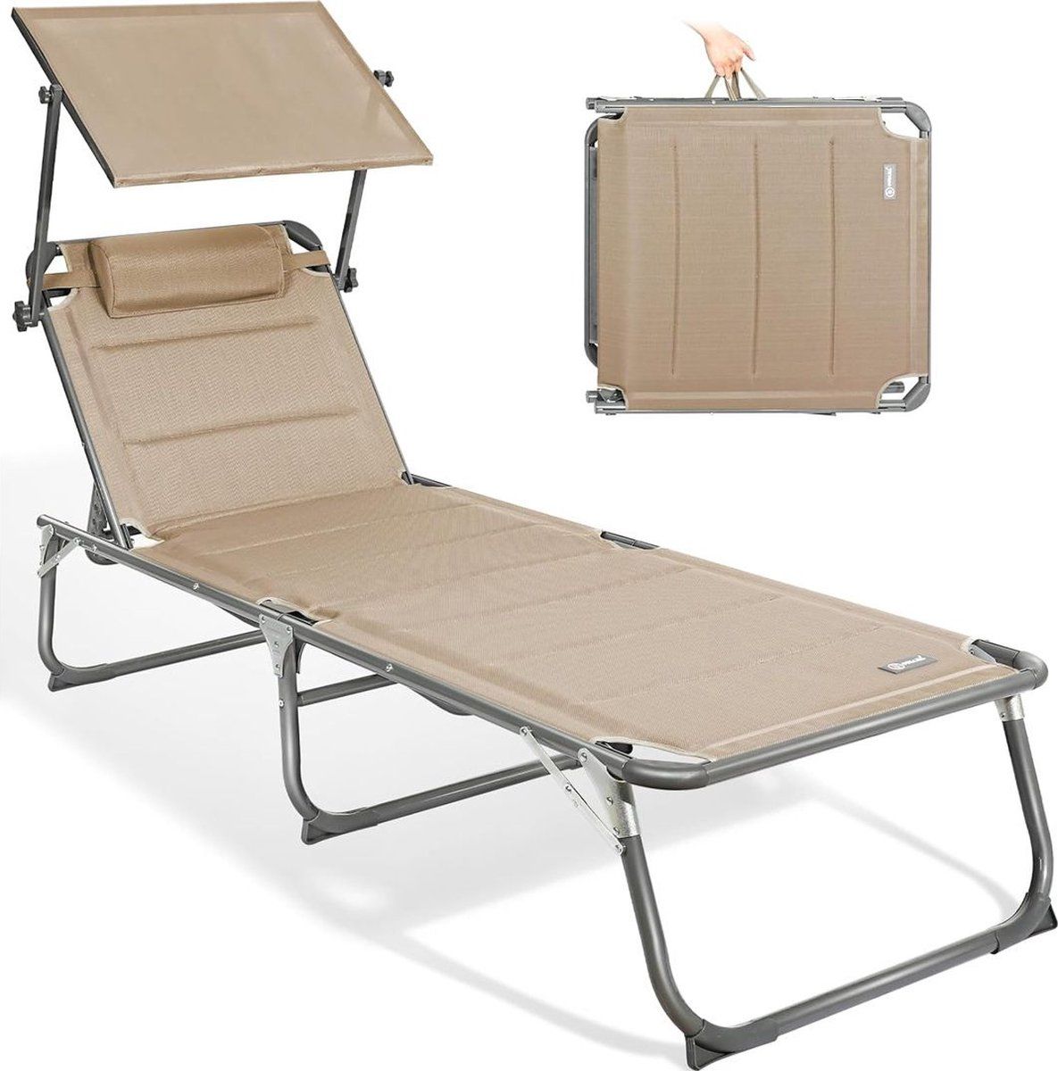 srandstoel ligbed tuin zonnebed vouwbed beige