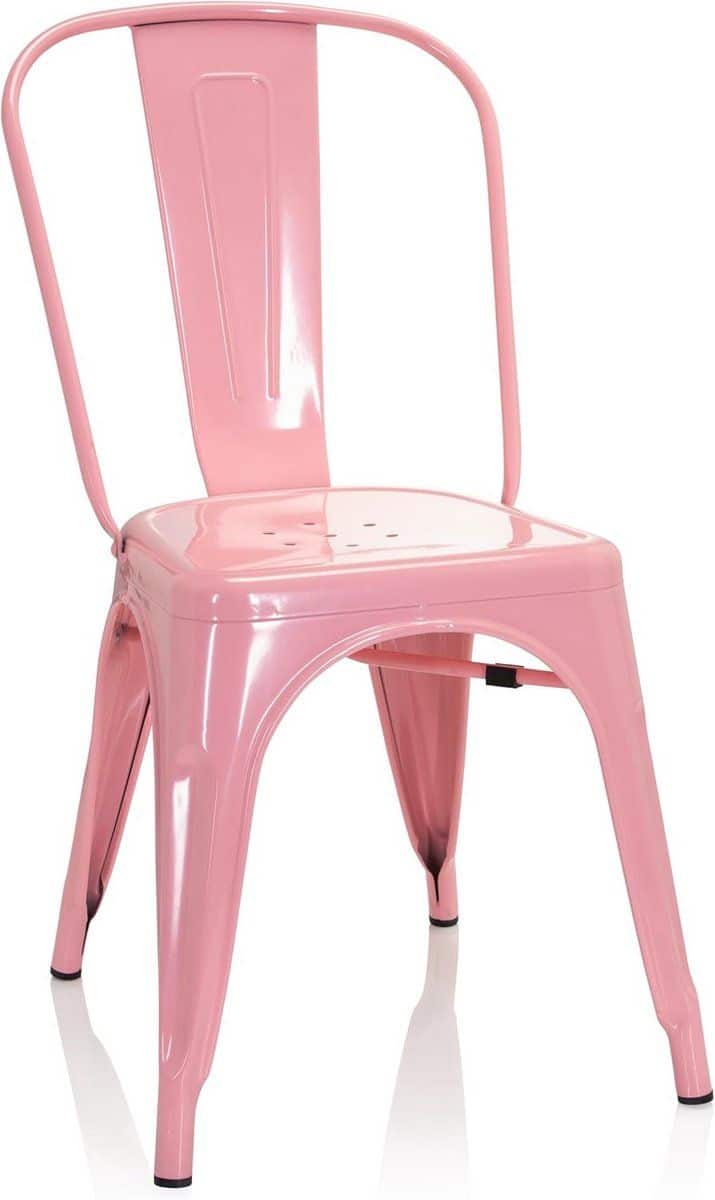 stapelbare bistro stoel metaal roze industrieel design