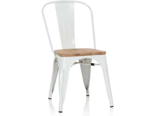 Stapelbare Bistrostoel Industrieel Design met Houten Zitting en Metalen Frame