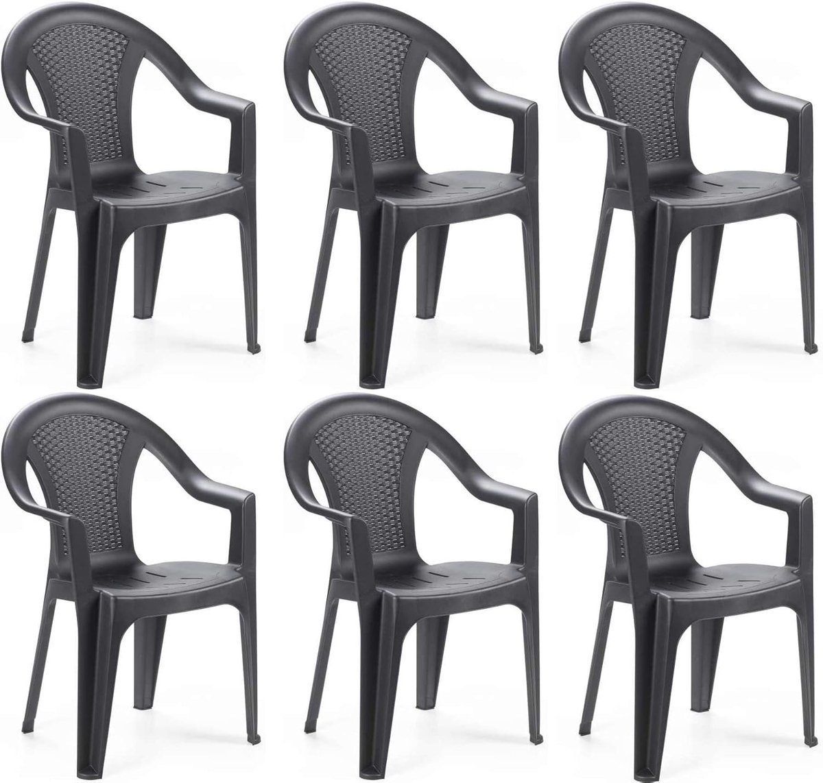 Stapelbare Kunststof Tuinstoel in Antraciet (Rotan Look)