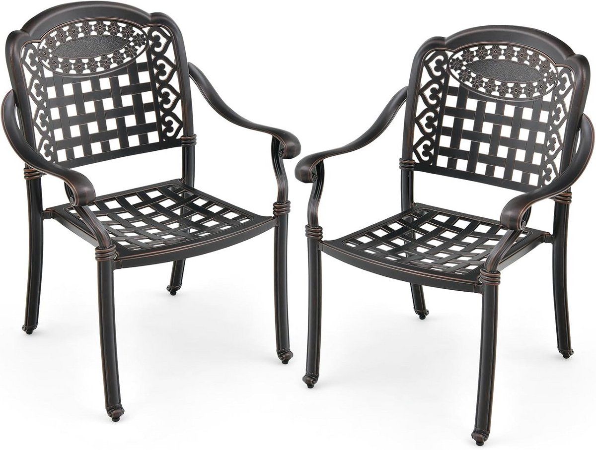 stapelbare tuinstoelen van gegoten aluminium comfortabele metalen buitenstoelen met