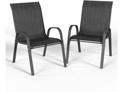 Stapelbare tuinstoelenset - 2 hoge rugleuningen, ademende terrasstoelen voor balkon