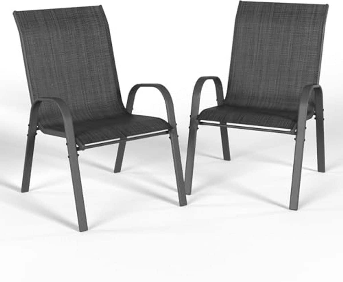 stapelbare tuinstoelenset 2 hoge rugleuningen, ademende terrasstoelen voor balkon