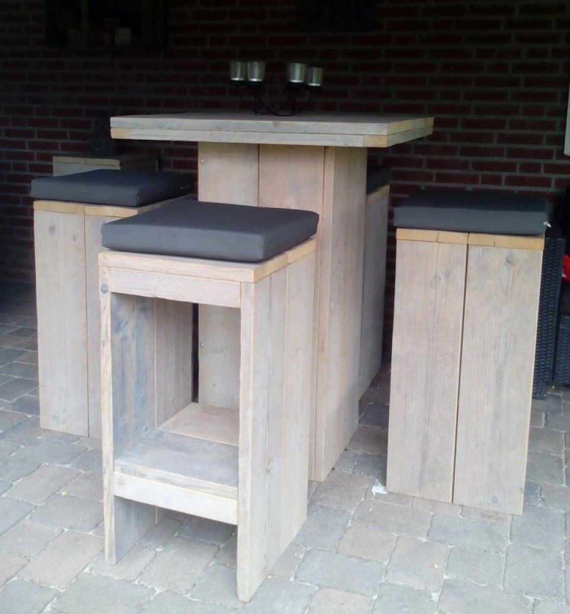 steigerhouten barset bruin 80x80x110 (lxbxh) bartafel en