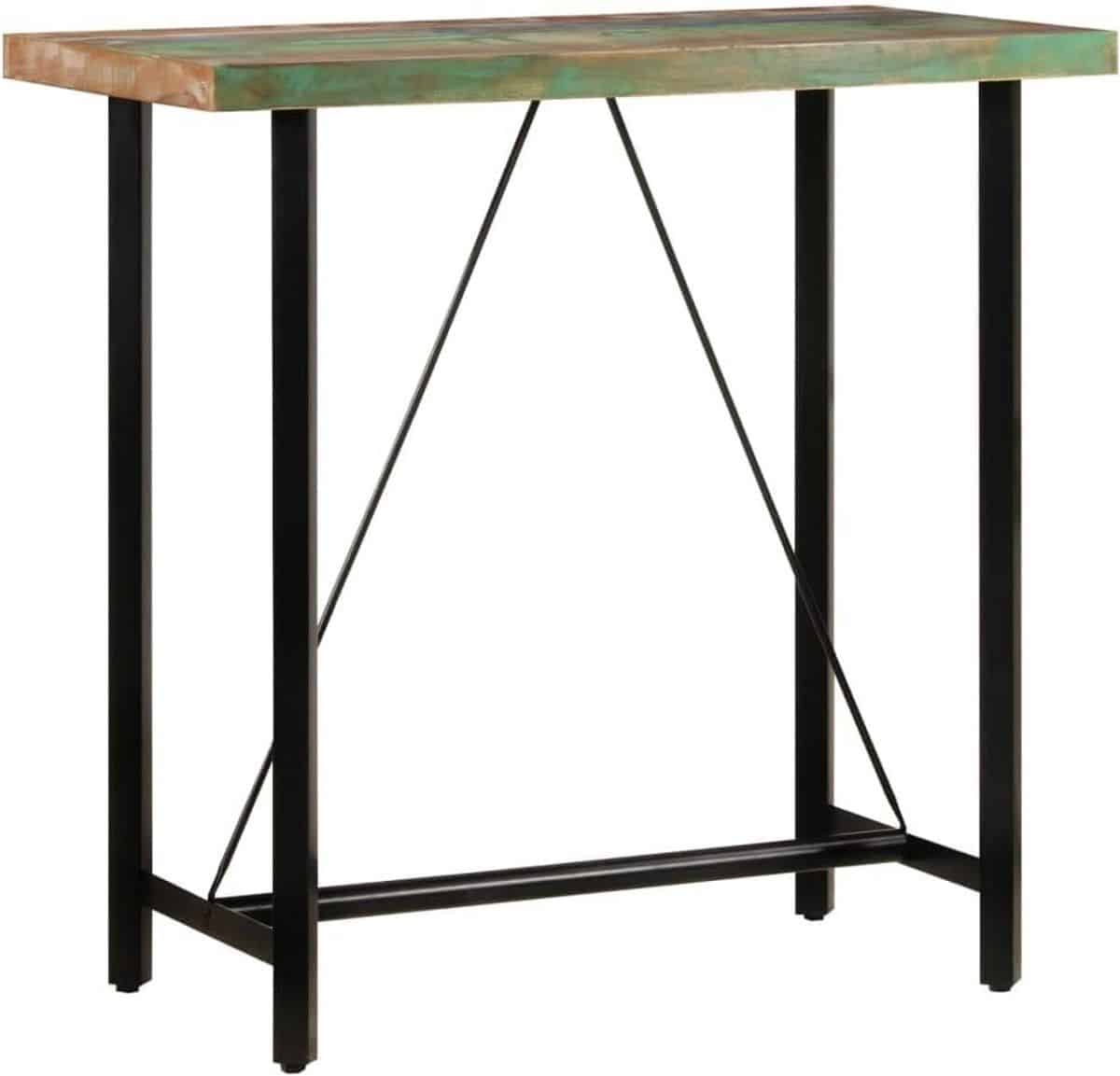 stevige bartafel massief gerecycled hout en ijzer hoektafel hoge tafel