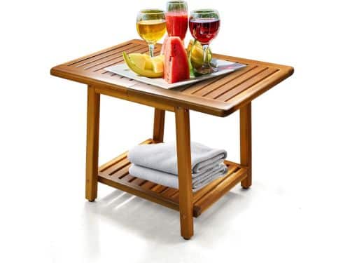 Stevige Houten Bijzettafel voor Buiten - Weerbestendig en Stabiel