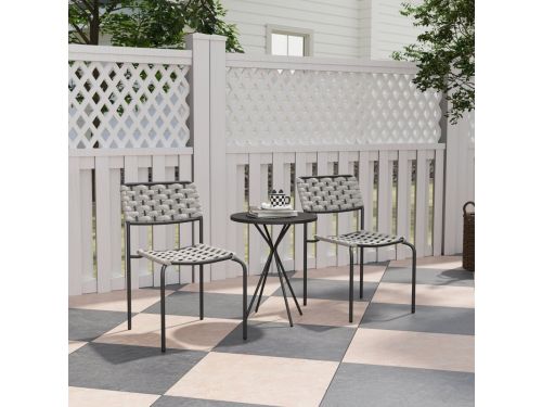 STILVORA Tuinmeubelset 3 Delig 2 Persoons - Stapelbare Stoelen Met