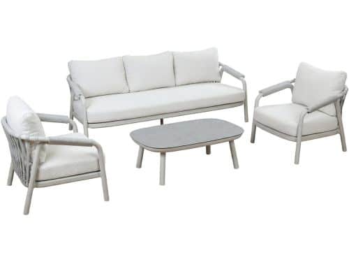 Stoel-Bank Loungeset Oria | 4-delig | Sand/Snow Sand | Bouclé