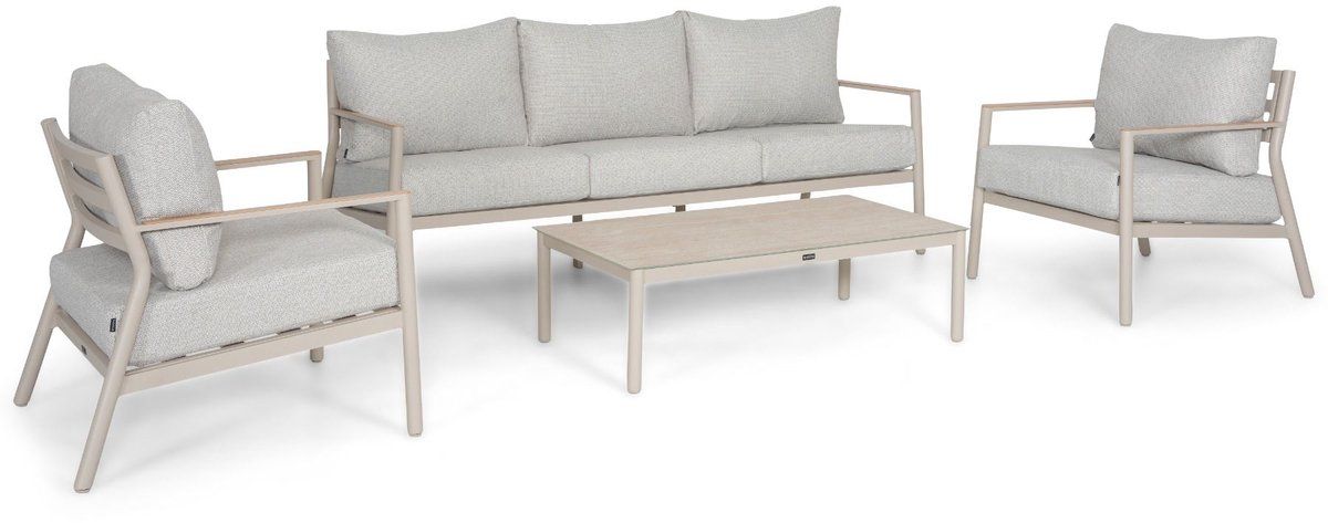 stoel en bank loungeset 5 personen aluminium taupe lifestyle garden