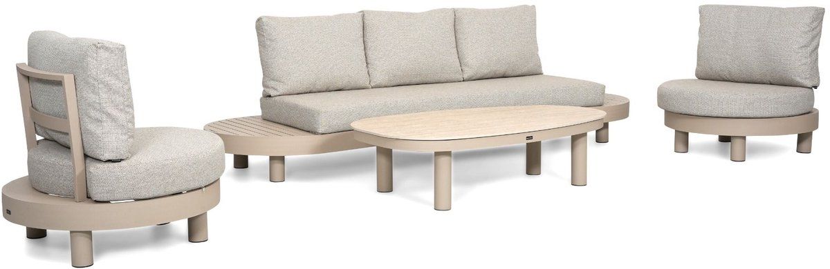 stoel en bank loungeset 5 personen aluminium zand/beige lifestyle garden