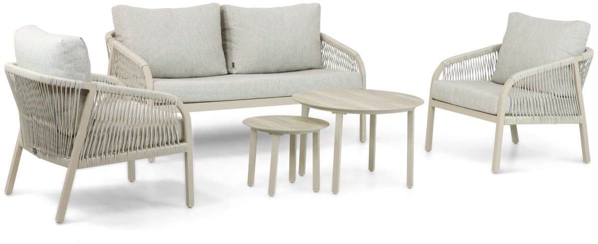 stoel en bank loungeset 5 personen aluminium/rope taupe lifestyle garden