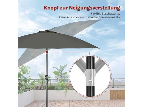 Stokparasol Ø273 cm - Depauwonen Premium Gartenscherm Donkergrijs, Kippbaar met