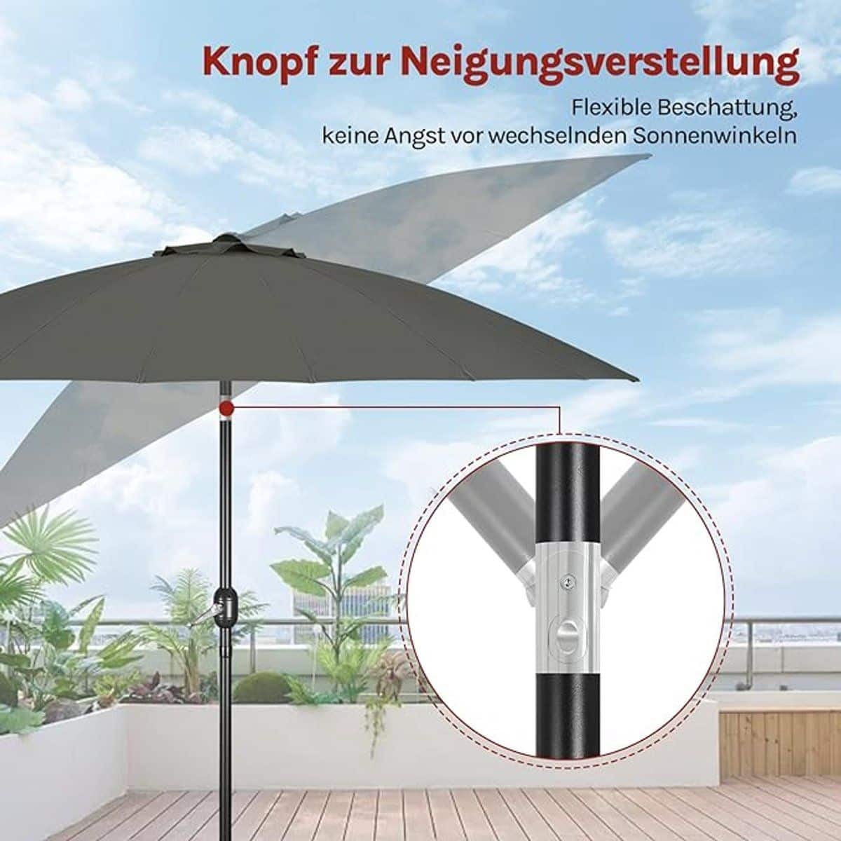 stokparasol Ø273 cm depauwonen premium gartenscherm donkergrijs, kippbaar met