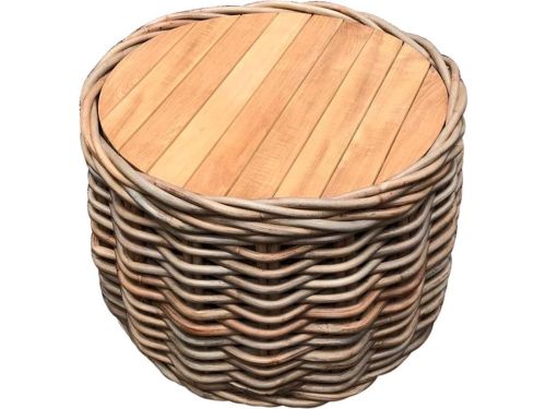 Sumatra grote ronde tafel met teakblad naturel rotan