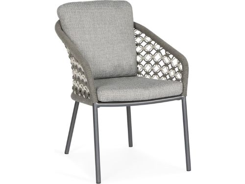 SUNS Nappa dining chair matt royal grey/mix macrame carbon grey/light