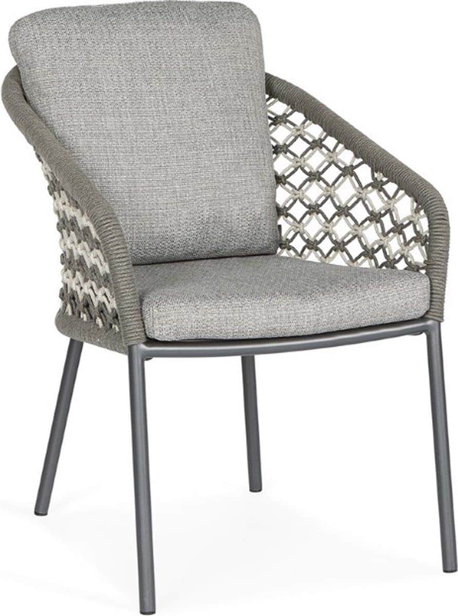 suns nappa dining chair matt royal grey/mix macrame carbon grey/light