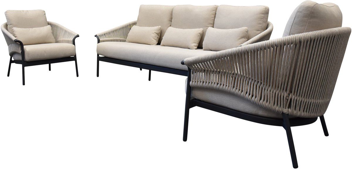 suns santorini stoel bank loungeset 3 delig antraciet
