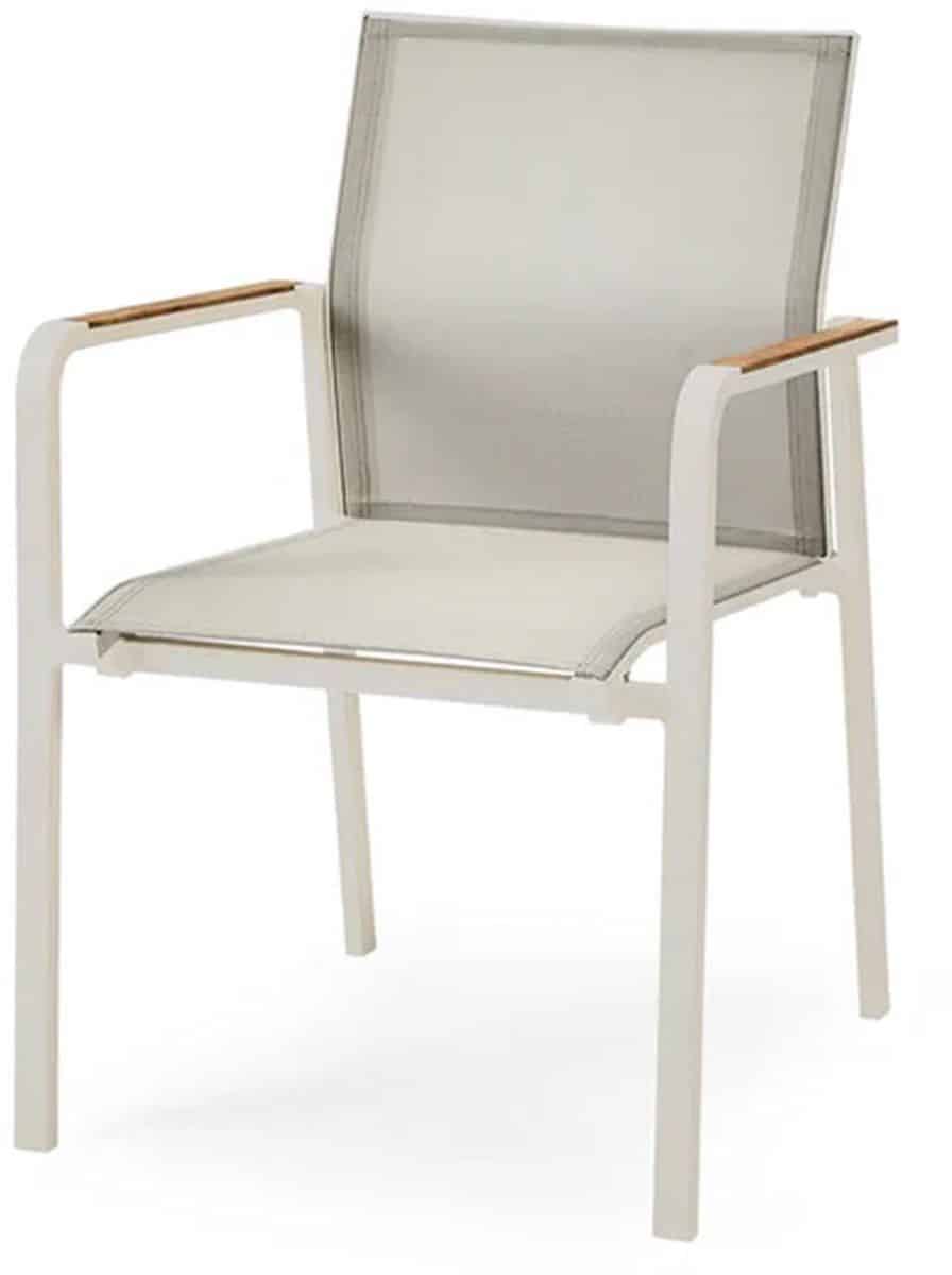 suns tutti stapelbare tuinstoel met teak armleuning camel sand