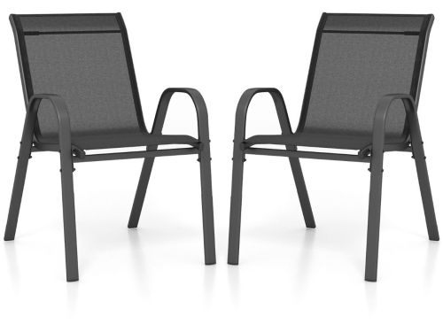 SureDeal® - Tuinstoel - Terrasstoelen Stapelbare Metalen - Armleuningen Ademende