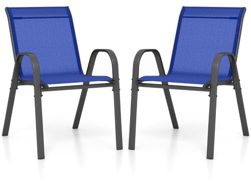 SureDeal® - Tuinstoel - Terrasstoelen Stapelbare Metalen - Armleuningen Ademende
