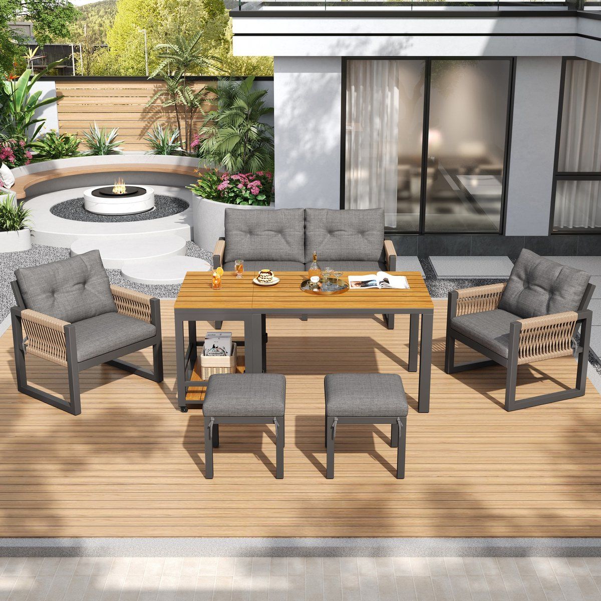 sweiko tuin dining loungeset 2 zitsbank 2 fauteuils
