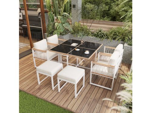 Sweiko Tuin Dining loungeset - 6 zitplaatsen - 7-delige Eetset