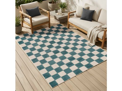 Tapiso Checker Buitenkleed Weerbestendig Buitentapijt Balkon Tuin Terras