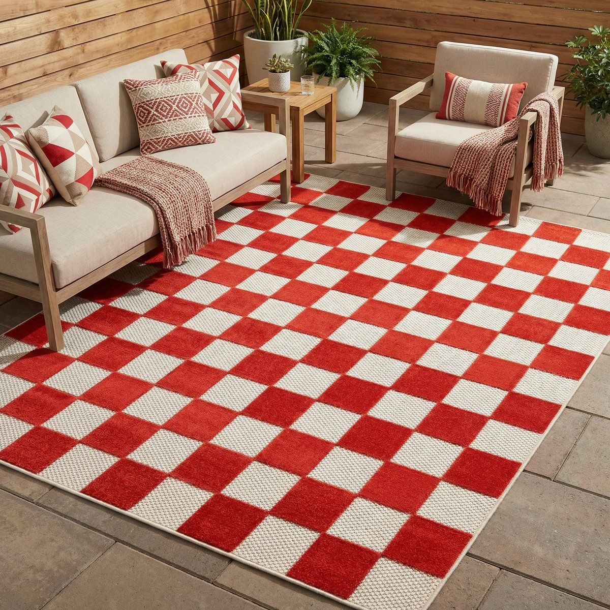 tapiso checker buitenkleed weerbestendig buitentapijt balkon tuin terras