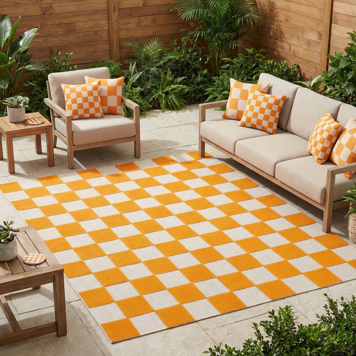 tapiso checker buitenkleed weerbestendig buitentapijt balkon tuin terras