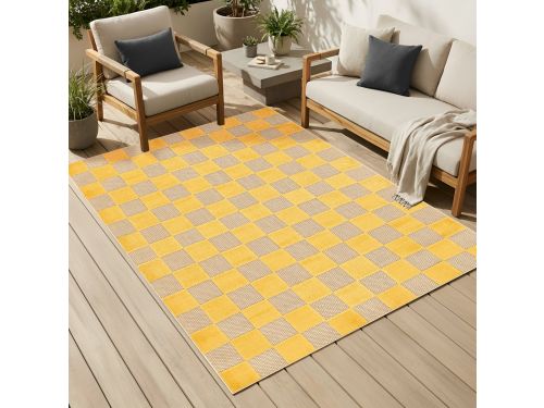 Tapiso Checker Buitenkleed Weerbestendig Buitentapijt Balkon Tuin Terras